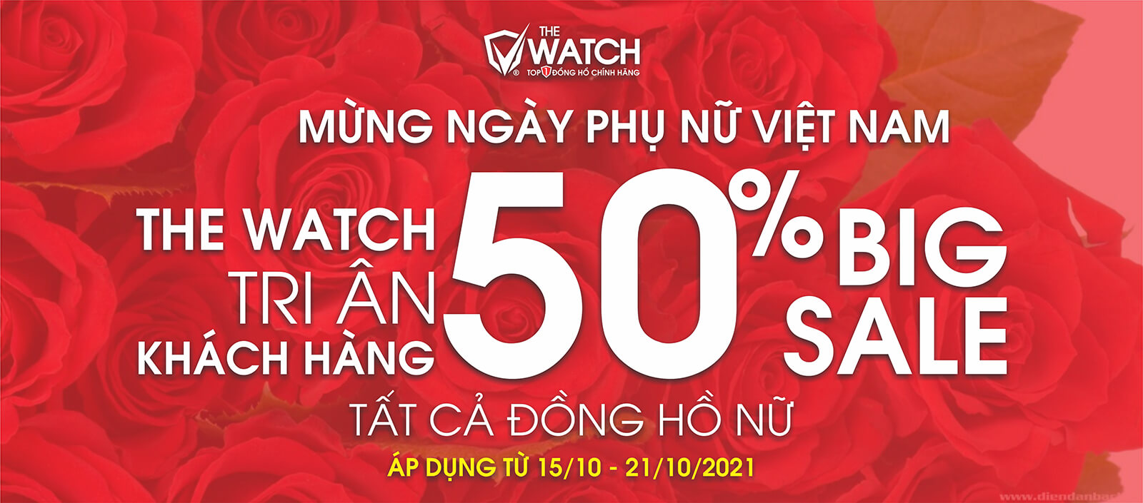 Big Sale 50% nhân ngày phụ nữ việt nam 20-10 đồng hồ the watch